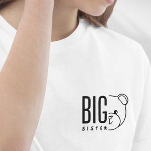 Embroidered Big Sister Shirt - Organic Cotton T-Shirt for Kids