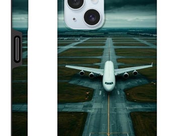 Stormy Airplane Runway Phone Case, Aviation Gift for iPhone 18 Pro Max