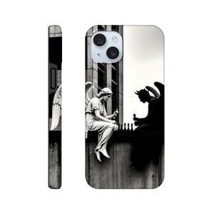 Funda para teléfono con diseño de ángel y demonio / Funda gótica surrealista para iPhone