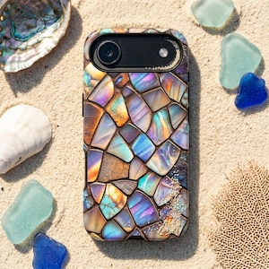 Abalone Shell iPhone Case | Iridescent Opal Mosaic Cover, Ocean Elegance