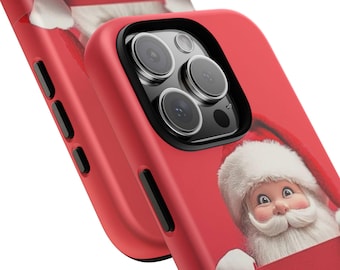 Red Santa Phone Case: Vintage Christmas Illustration