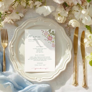 Bridal Shower Menu Template Modern Bridal Shower Editable Template Canva Template Spring Wedding Printable Menu Card Floral Menu Card Print