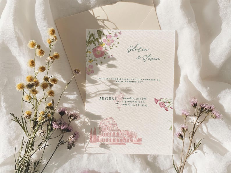 Rome Themed Wedding Invitation Template Italy Wedding Invite Editable ...