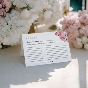 Bridal Shower Recipe Card Template Floral Bridal Shower Editable Template Canva Template Elegant Printable Recipe Card Modern Bridal Shower