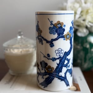 Vintage Blue & White Plum Blossom Brush Pot