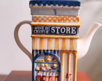 Vintage Blue White Teapot – Storybook Cottage Bakery Wine Store