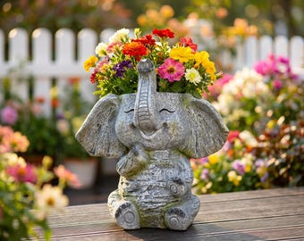 Jardinière en pot de fleur éléphant mignon, jardinière succulente éléphant, décoration de jardin fantaisiste, pot de jardinière animal, cadeau vase de fleur d'intérieur extérieur