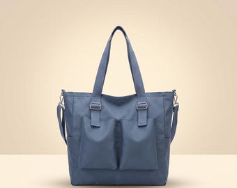 Large Capacity Women's Crossbody Tote Bag, Korean Style Canvas Shoulder Bag, Multi Pocket Student Work Travel Everyday Handbag