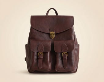 Vintage Brown Leather Backpack, Rustic Travel Rucksack, Handmade Style School Bag, Laptop Backpack, Women's & Men's Everyday Backpack
