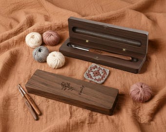 Personalized Rosewood Crochet Hook | Engraved Wooden Hooks | Walnut Gift Box Set for Crochet Lovers |  Gift for mom | Gift-0