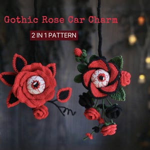 2-i-1 ögonros-bilberlock och väsktillbehör, kuslig gotisk design, Halloween-virkmönster, perfekt present, nybörjarvänlig