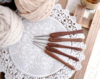 Custom Blood Rosewood Crochet Hook | Personalized Wooden Hooks 1mm–6mm | Engraved Gift for Crochet Lovers, Birthday & Anniversary,Gift-0
