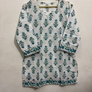 Hand Block Print Cotton Kurti: Jaipuri Floral Tunic Top