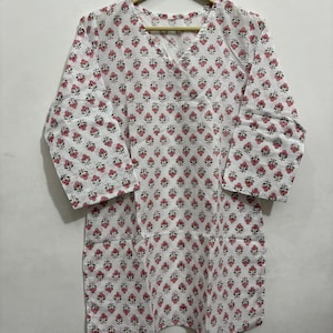 Hand Block Print Cotton Kurti: Boho Floral Tunic Top