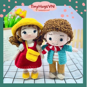 Handgemachte häkeln Jungen und Mädchen Puppen, Amigurumi Plüschtier Set, weiches Garn Geschenk für Kinder, Liebhaber oder Raum Dekor, Plüsch-Geschenk für Kinder