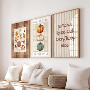 Conjunto de 3 láminas para pared de galería de otoño, láminas de huerto de calabazas, decoración de pared de otoño, decoración de Acción de Gracias, arte rústico neutro, arte de pared imprimible