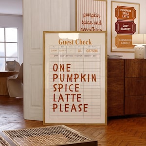 Pumpkin Spice Latte Print, Fall Kitchen Wall Art, Coffee Bar Decor, Autumn Cafe Poster, Pumpkin Season Printable, Cozy Home Gift