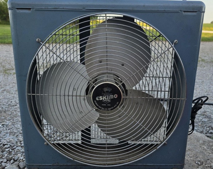 Vintage Large Metal Eskimo Box Fan Model 3 Speed Mcgraw Edison Co. USA ...