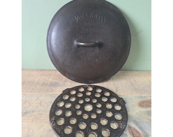Vintage Vollrath #8 Cast Iron Dutch Oven Lid And Trivet Good Condition