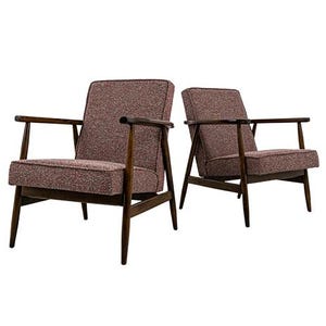 Pair of Armchairs from 60&#39;s | Restored | Mid Century Modern Chair Poland | Wooden Frame Retro Armchair | Modern Style set of 2