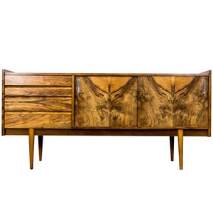 Vintage 1960s Walnut Credenza | Mid-Century Modern Sideboard | Restored Buffet