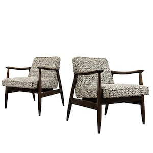 Vintage Armchairs by Juliusz Kędziorek | 60s Restored Chairs | Mid Century Modern Club Chairs Poland | Retro Wooden Frame