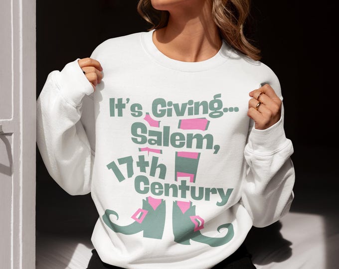 Featured listing image: It’s Giving… Salem, 17th Century – Oversized Witchy Halloween Crewneck Sweatshirt