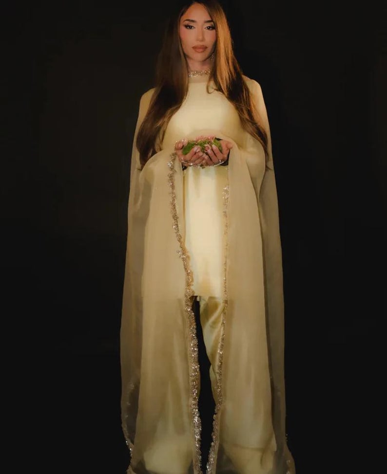Farshi Shalwar Suit, Pakistani Party Wear, Custom Color image 6