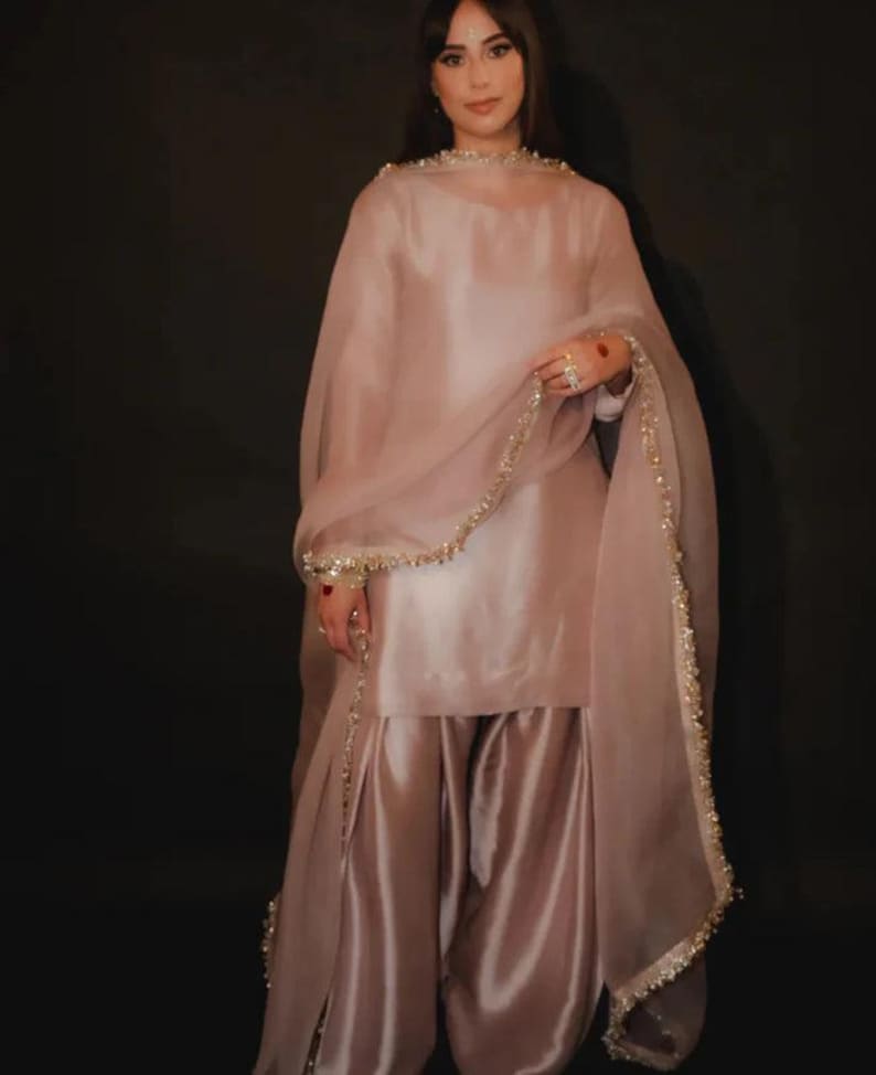 Farshi Shalwar Suit, Pakistani Party Wear, Custom Color image 1