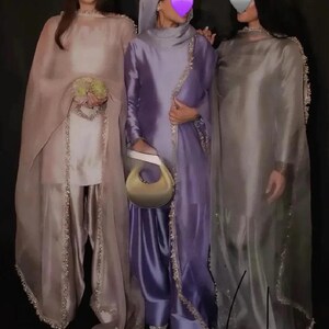 Farshi Shalwar Suit, Pakistani Party Wear, Custom Color image 5