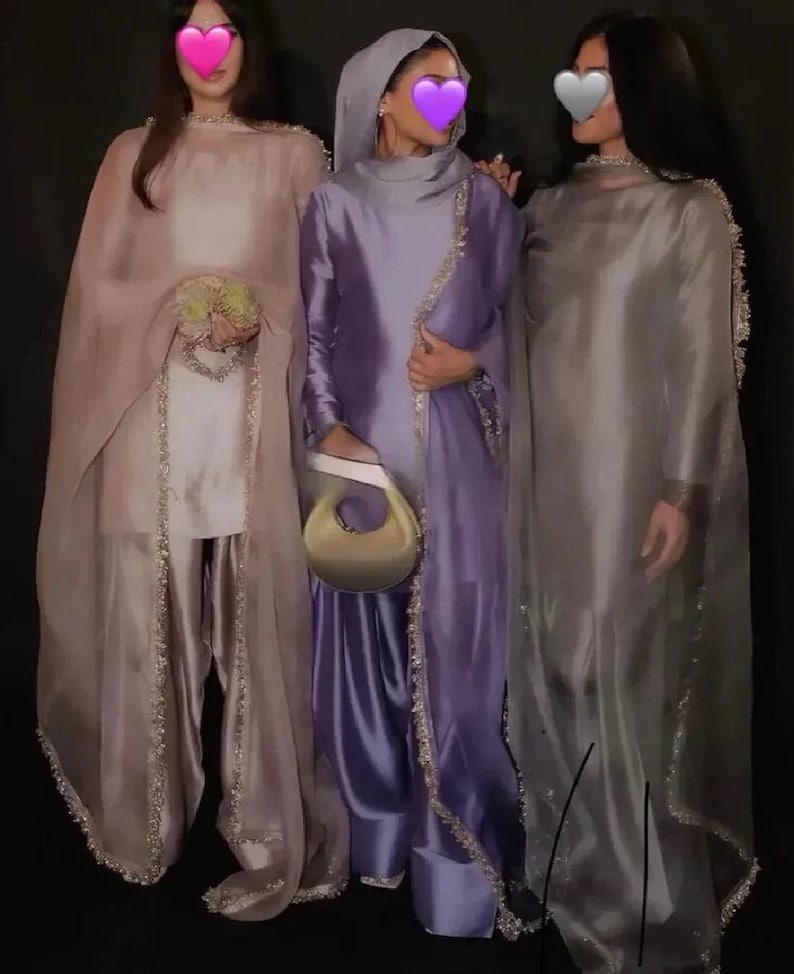 Farshi Shalwar Suit, Pakistani Party Wear, Custom Color image 5