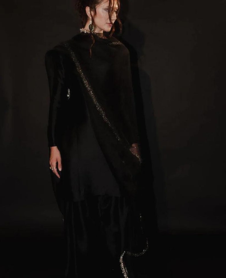 Farshi Shalwar Suit, Pakistani Party Wear, Custom Color image 4