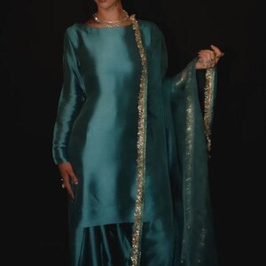 Farshi Shalwar Suit, Pakistani Party Wear, Custom Color image 8