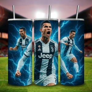 CR7 Ronaldo Tumbler Wrap: Anime Soccer Star Design (PNG Digital Download)
