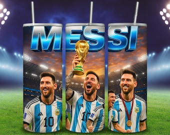 Lionel Messi World Cup Tumbler Wrap: Argentina Soccer Sublimation Design (PNG Digital Download)