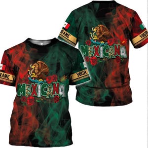 Custom Mexico T-Shirt with Name | Mexicana Eagle & Flag Shirt | Personalized Mexican Pride Top Gift