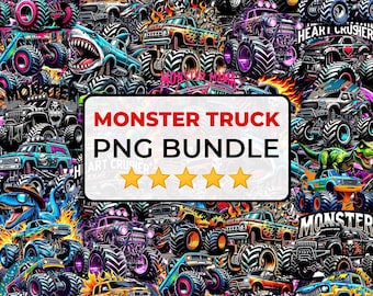 Paquete de imágenes PNG de Monster Truck, imágenes prediseñadas de vehículos todoterreno extremos, sublimación de camiones, imágenes prediseñadas de Monster Truck, camión PNG, camión todoterreno, camiseta PNG