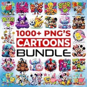 1000+ lustige Cartoon Mega Bundle Png, Cartoon Clipart, Cartoon png, Zeichentrickfiguren zwar, Sublimation Cartoons, druckbare Cartoons, Cartoons