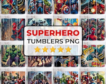 Superhero Tumbler Wrap PNG Bundle, 20oz Skinny Tumbler Sublimation Design, Superhero Game Characters Tumbler Wraps, Movie Character Tumblers