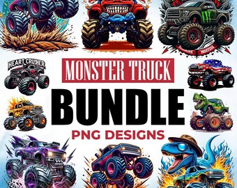 Monstertruck PNG-Bundle, Extrem Geländewagen Clipart, Monstertruck Clipart, LKW-PNG, Geländewagen, Shirt PNG, LKW-Sublimation