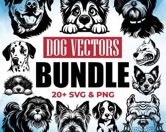 犬種シルエットバンドル：37 種類の犬のクリップアート（デジタル