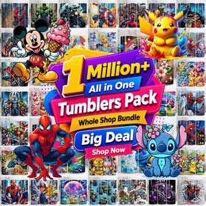 1000000+ 20oz Variety Pack Mega Tumbler Wrap Bundle, Cartoon Tumblers Png, Wrap Svg, All Cartoons Character Sublimation, Whole Shop Bundle