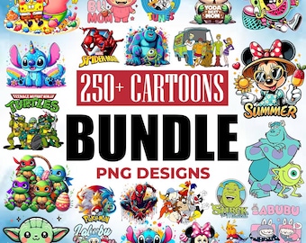 250+ Cartoons Bundle Png, Cartoon characters, Cartoon Clipart, Cartoon png, Cartoon SVG, Cartoons Bundle, Retro Svg, Silhouette, Cut Files