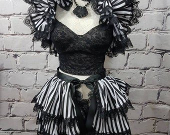 BEETLE JUICE Style Halloween Cosplay Dance Burlesque Circus *Bustle Skirt  and Shrug Set*