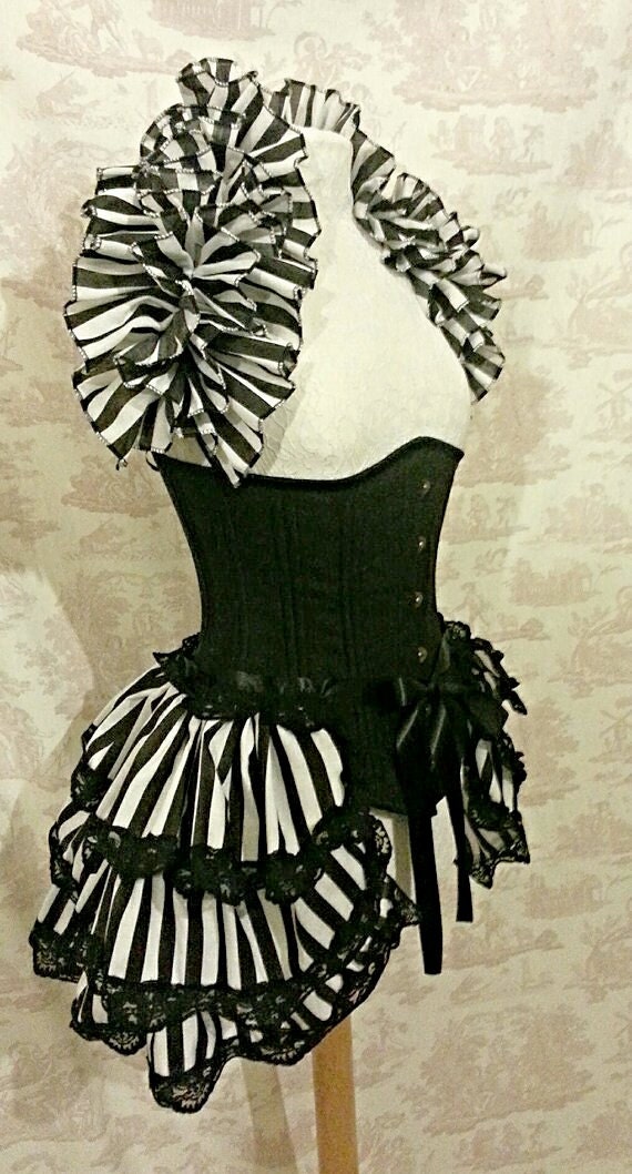 Striped Costume Bustle Skirt and Shrug SET goth Steampunk | Etsy