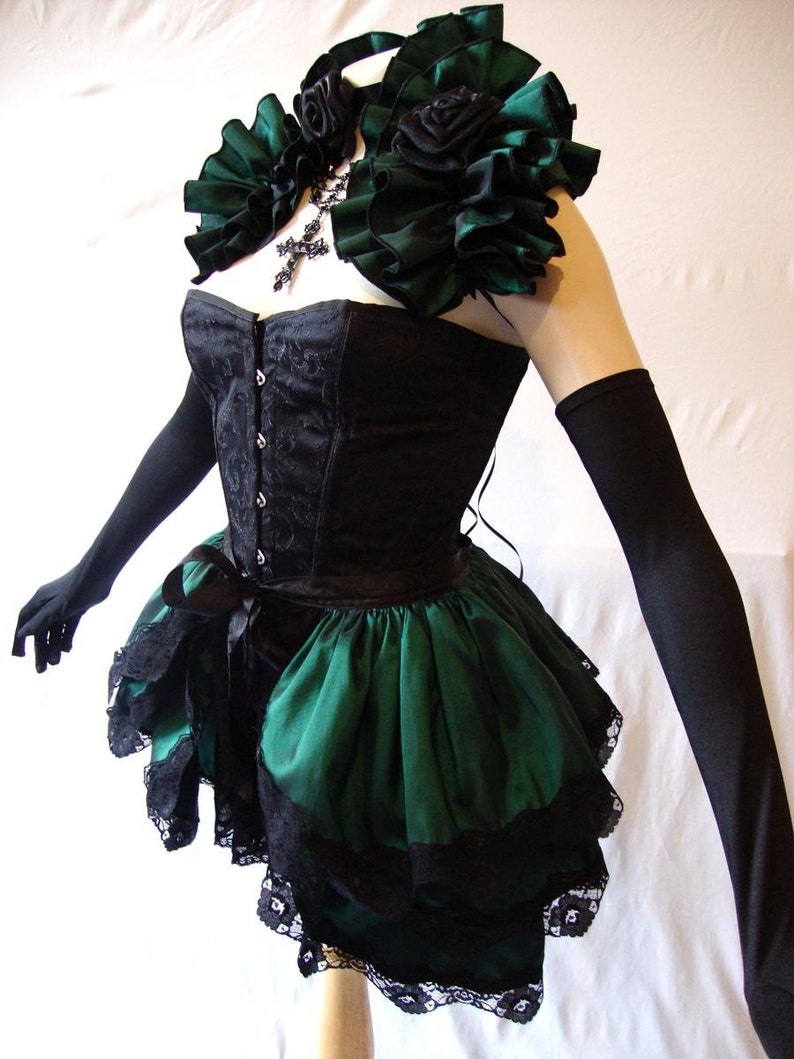 Lady Absinthe BURLESQUE Bustle Skirt and Shrug SET goth STEAMPUNK By Gothic Burlesque