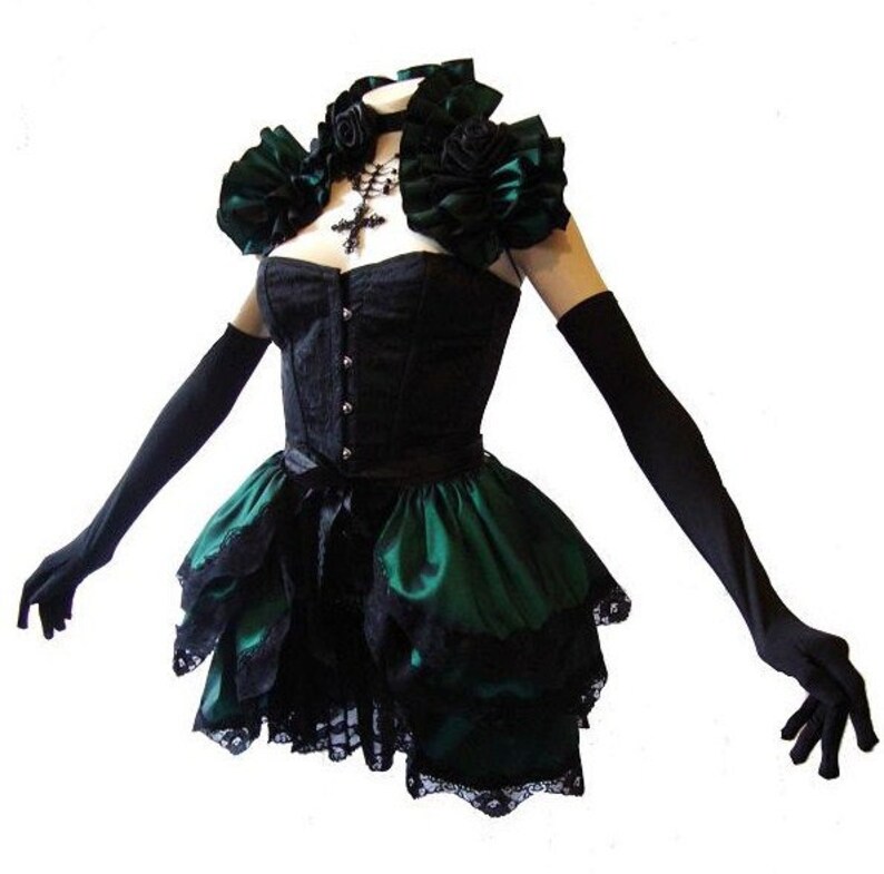 Lady Absinthe BURLESQUE Bustle Skirt and Shrug SET goth STEAMPUNK By Gothic Burlesque