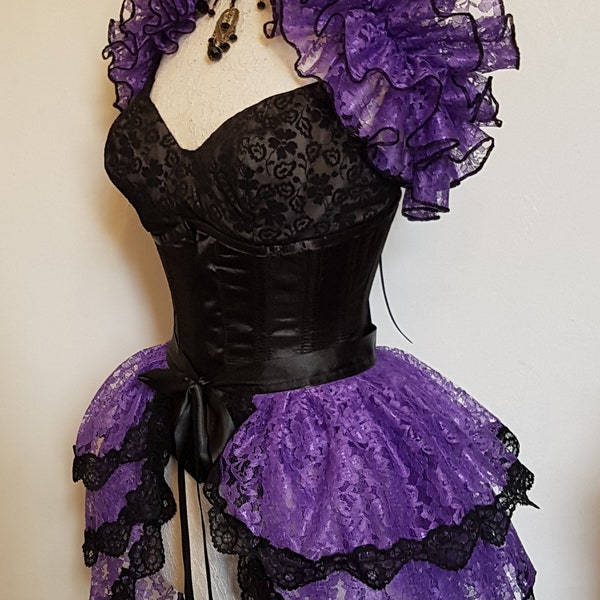 Plus Size Bustle Skirt and shrug set  STEAMPUNK GOTH  Lace Showgirl Burlesque