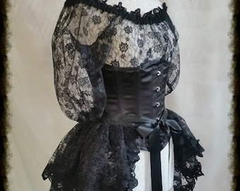 RACHAEL    Halloween Black Lace Bustle Skirt  STEAMPUNK GOTH