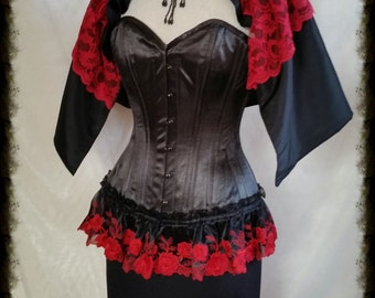 Overbust Corset  22 inch waist   Steampunk Corset Lace  Gothic By Gothic Burlesque *ONE OF A KIND*